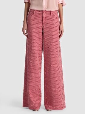 Alice + Olivia AMAZING EMBELLISHED JEAN in Deep Rose/Rose Gold